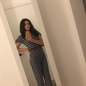 Woman’s Striped Wide Leg Jumpsuit